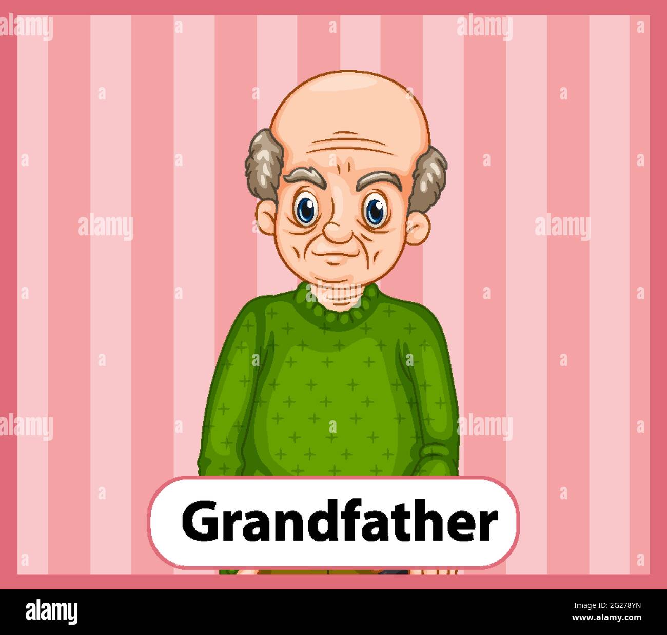 Educational English word card of grandfather illustration Stock Vector