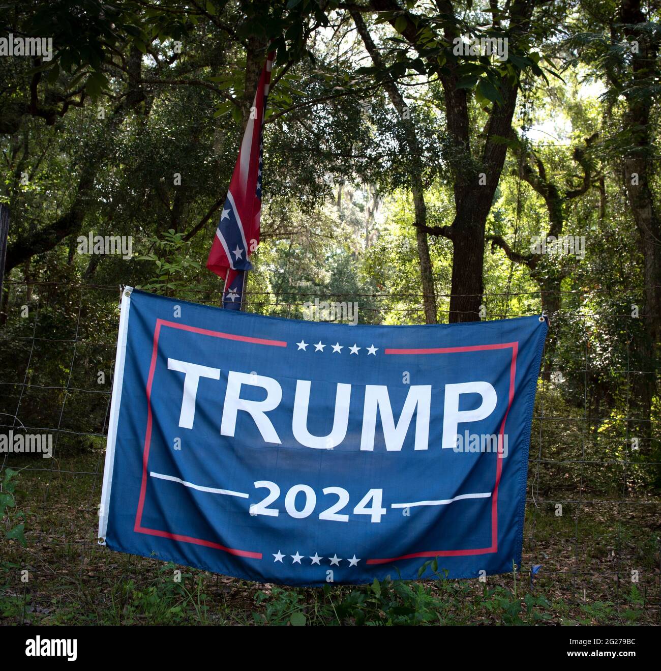 Brooksville, Florida, USA. 8th June, 2021. A flag supporting former