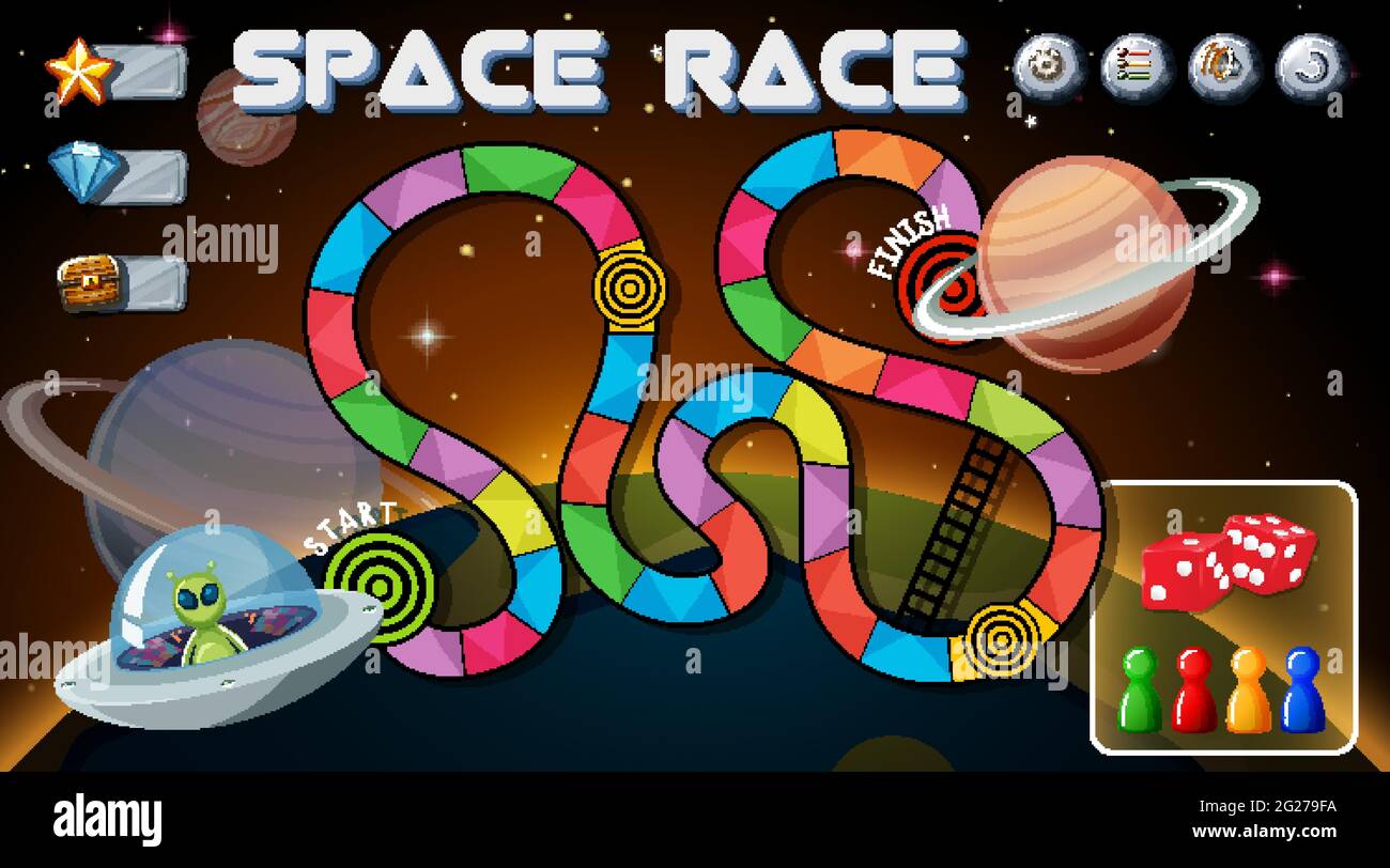 Board game with space theme template illustration Stock Vector Image ...