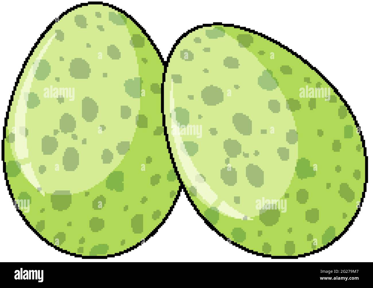 Two dinosaur eggs in cartoon style isolated on white background