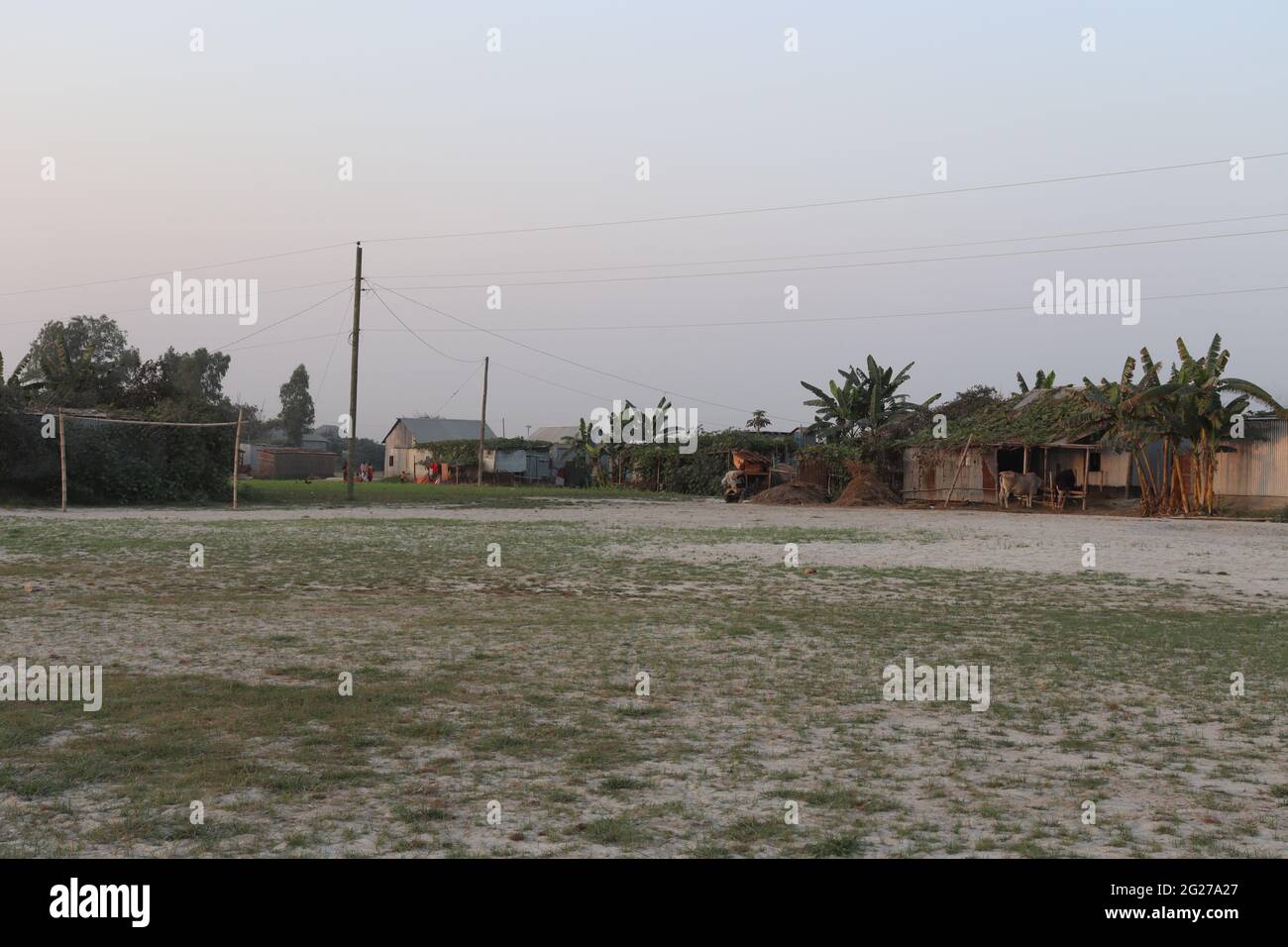 beautiful village view with nature and field Stock Photo - Alamy
