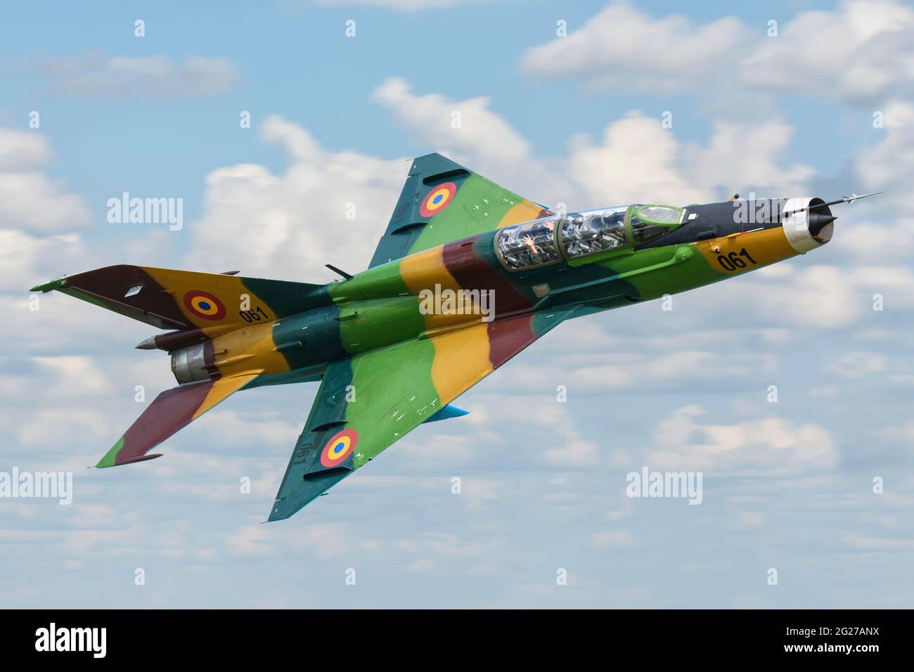 Romanian Air Force MiG-21UM Lancer. Stock Photo
