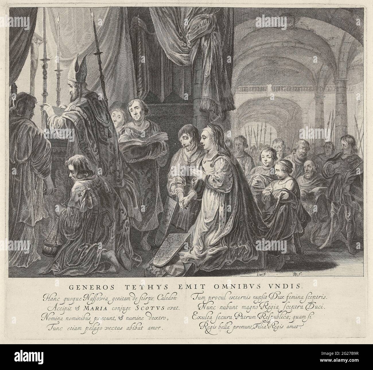 Tableau Vivant with the marriage of Jacobus II from Scotland with Maria van  Gelre-Egmond in 1449; Generos tethys emit omnibus undis; Displays in the  visit of Queen Henrietta Maria van England. Allegoric