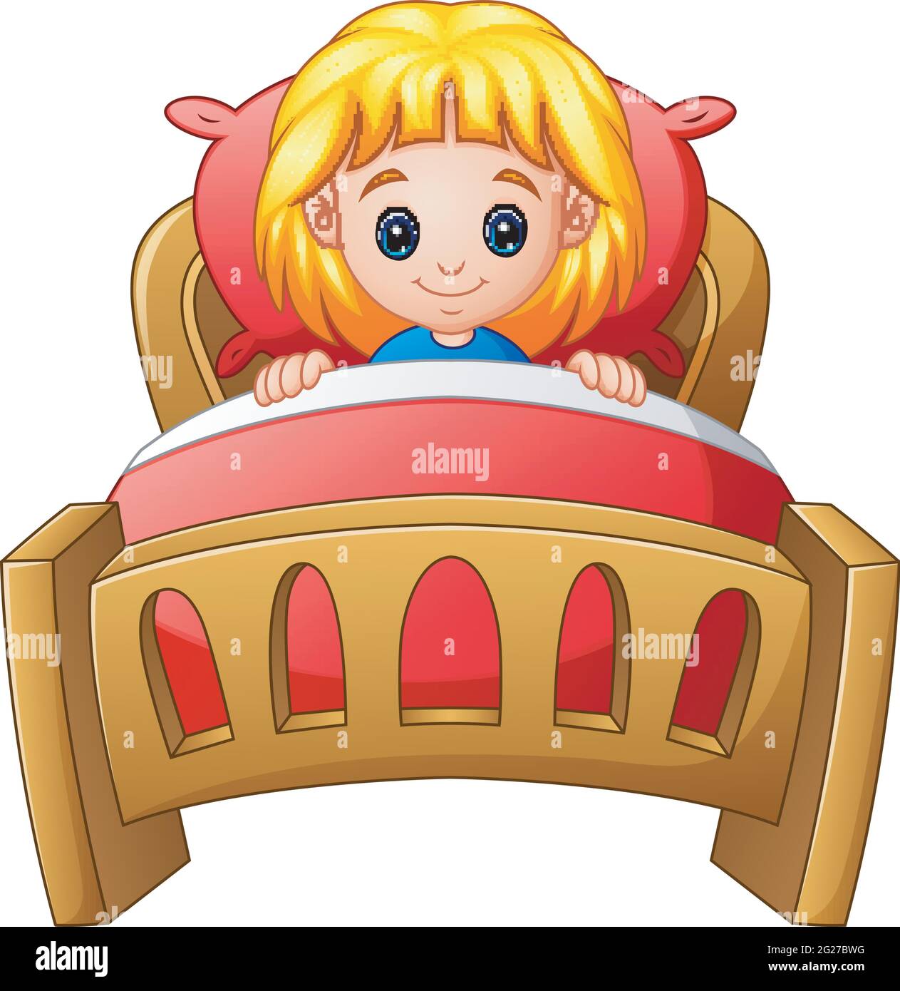 Little girl sleeping in bed illustration Stock Vector Image & Art Alamy