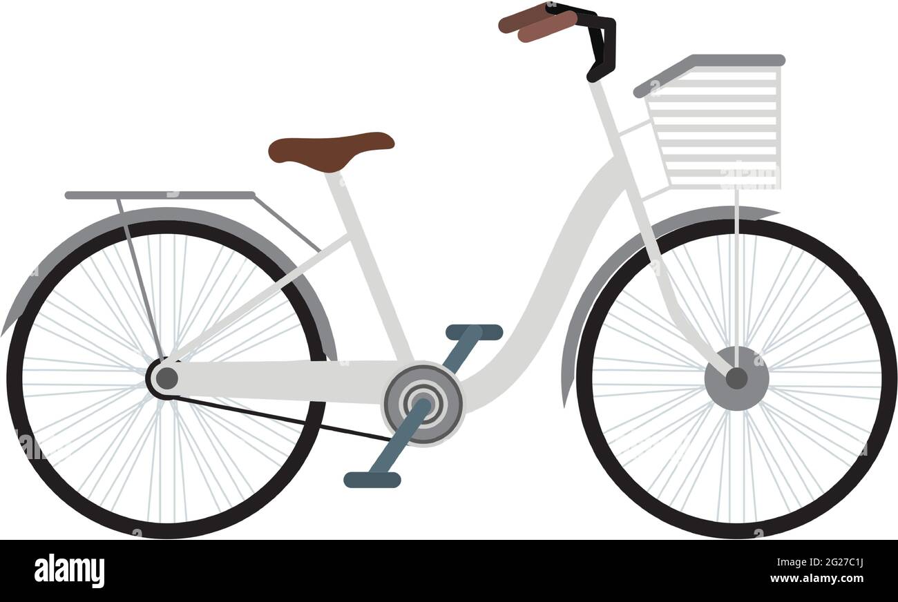 Vintage bicycle with basket vector isolated on white Stock Vector Image ...