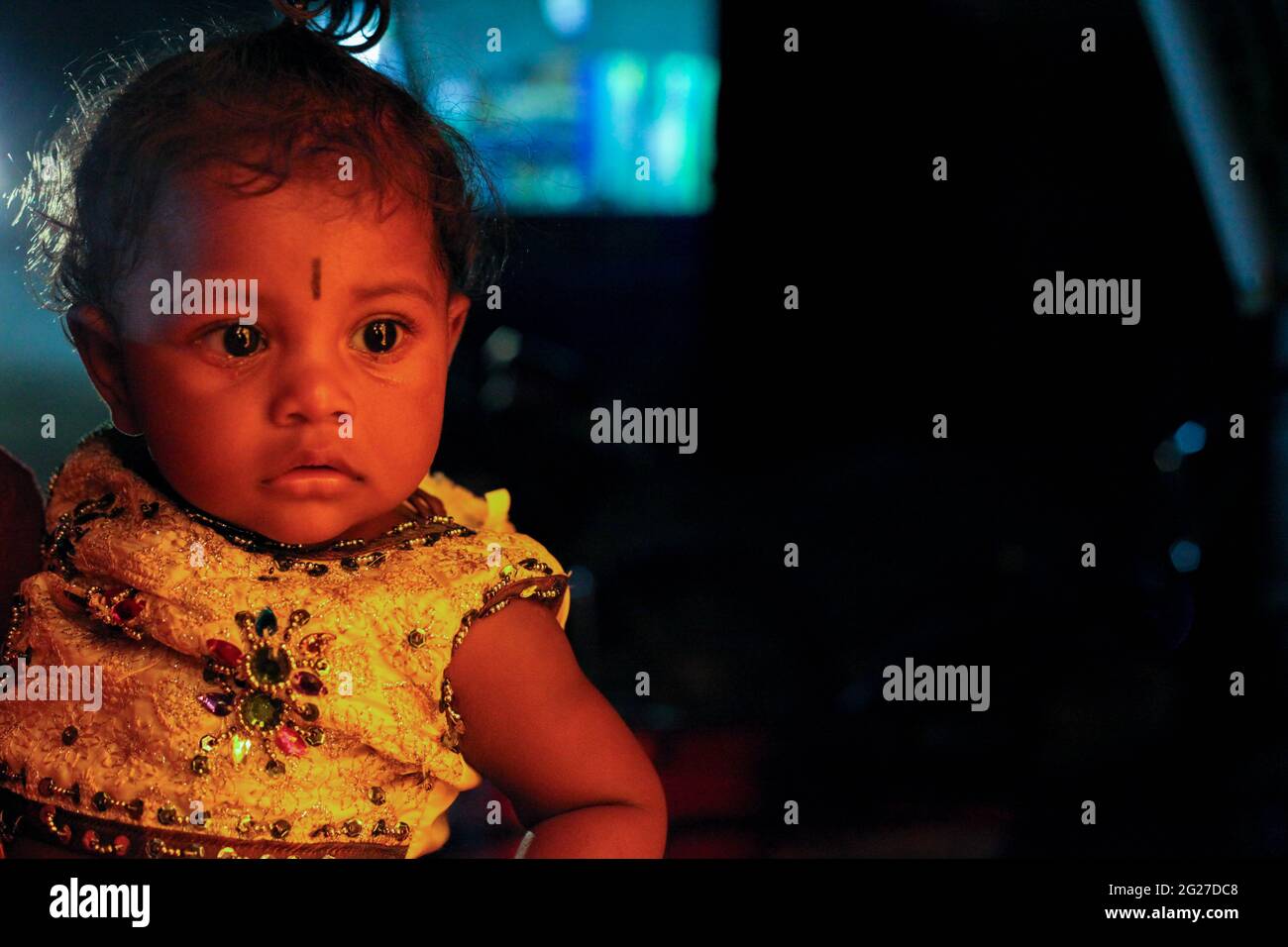 Indian baby girl Asian kid Stock Photo