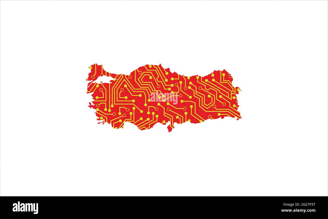 Turkey map tech networking icon logo design illustration symbol Stock Vector