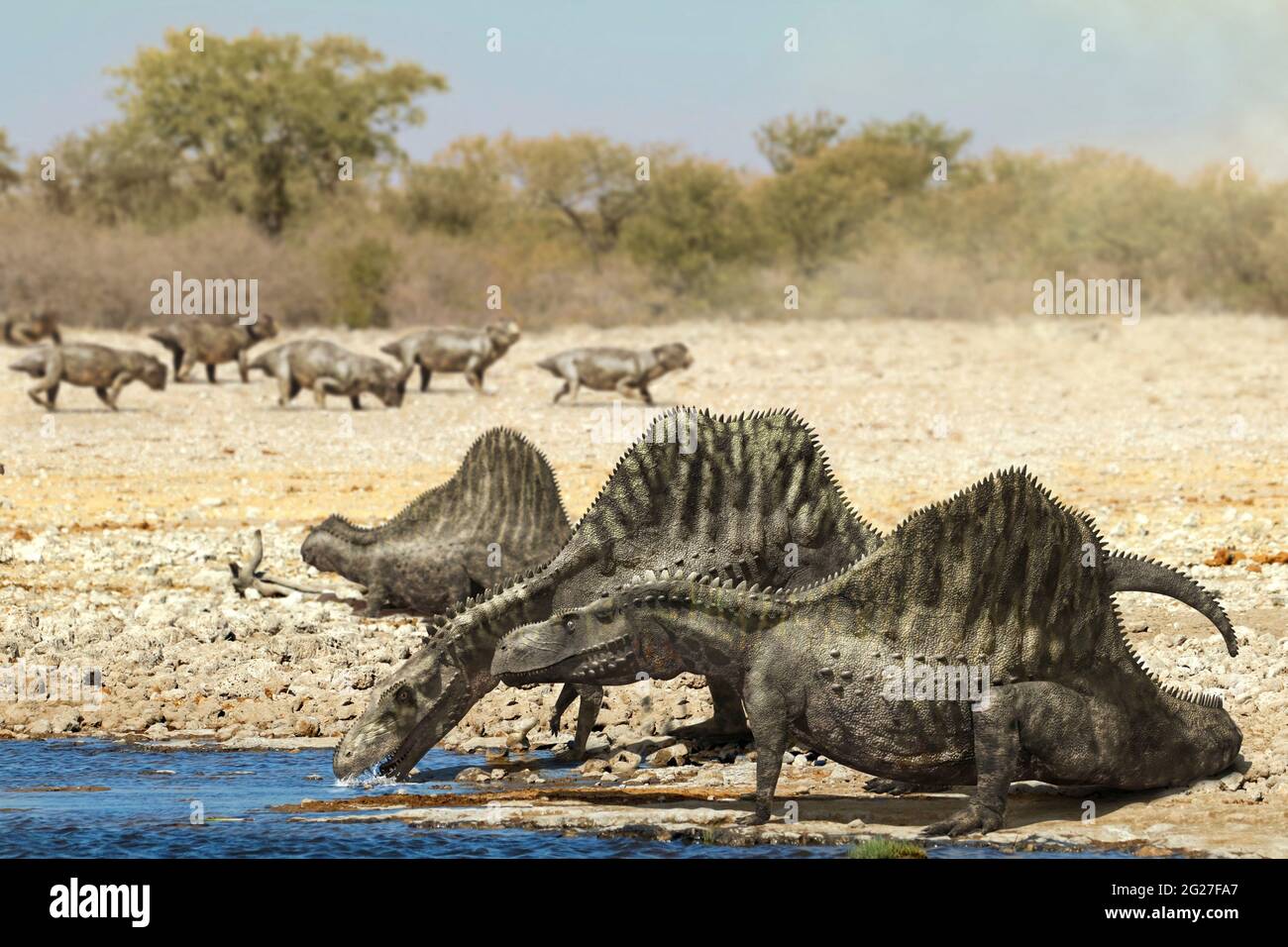 Dinosaurs Drinking Water High Resolution Stock Photography and Images