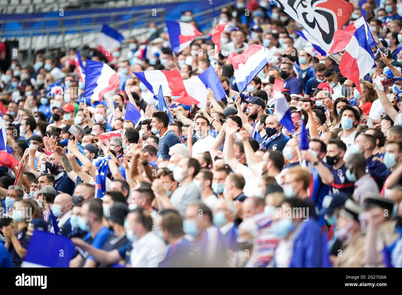 Saint Denis, France , June 8, 2021. Return of fans in the stands after long months of closure during the Euro 2021 preparation match between France and Bulgaria at the Stade de France, in Saint Denis, France on June 8, 2021. Photo by Julien Poupart/ABACAPRESS.COM Stock Photo