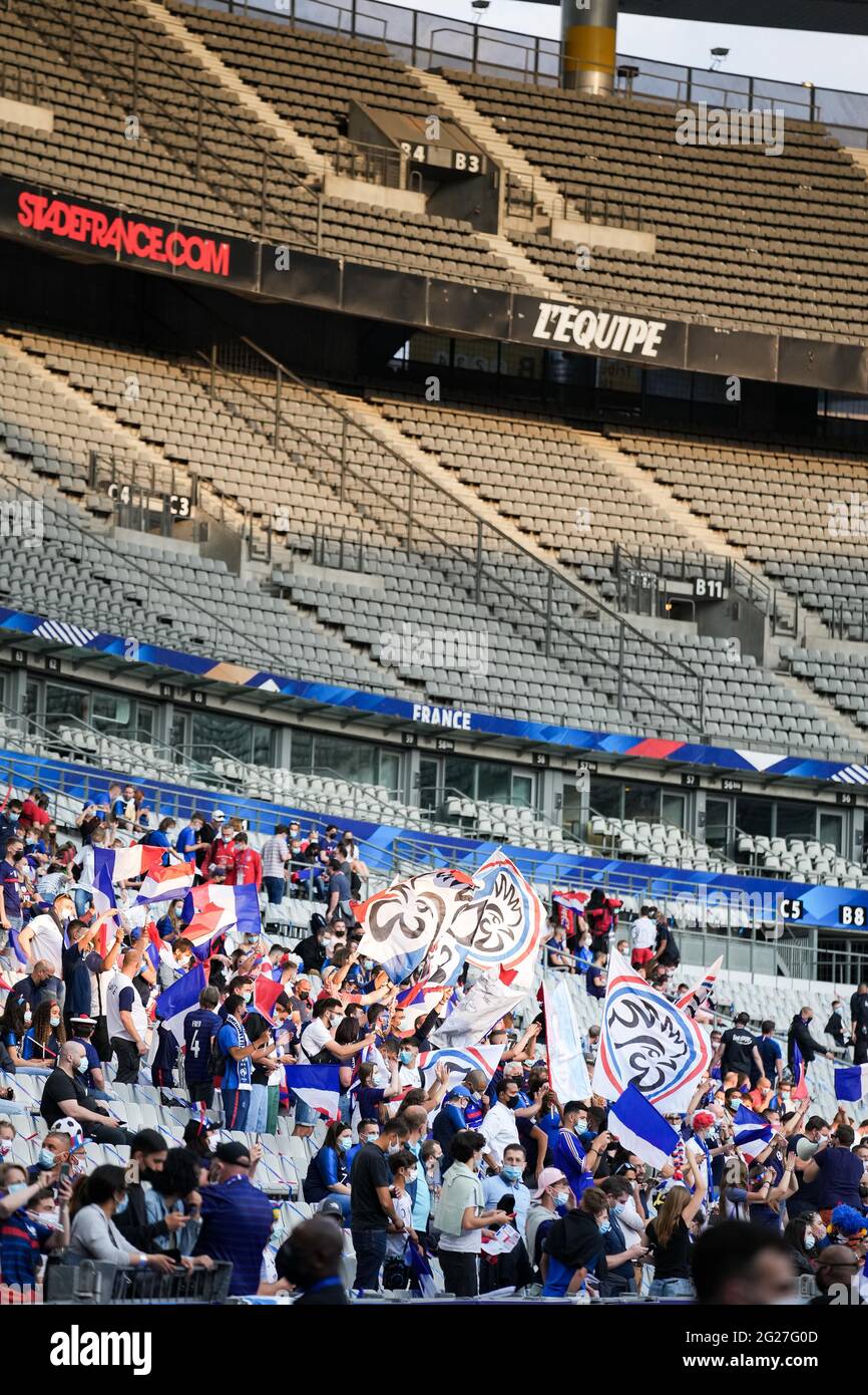 Saint Denis, France , June 8, 2021. Return of fans in the stands after long months of closure during the Euro 2021 preparation match between France and Bulgaria at the Stade de France, in Saint Denis, France on June 8, 2021. Photo by Julien Poupart/ABACAPRESS.COM Stock Photo
