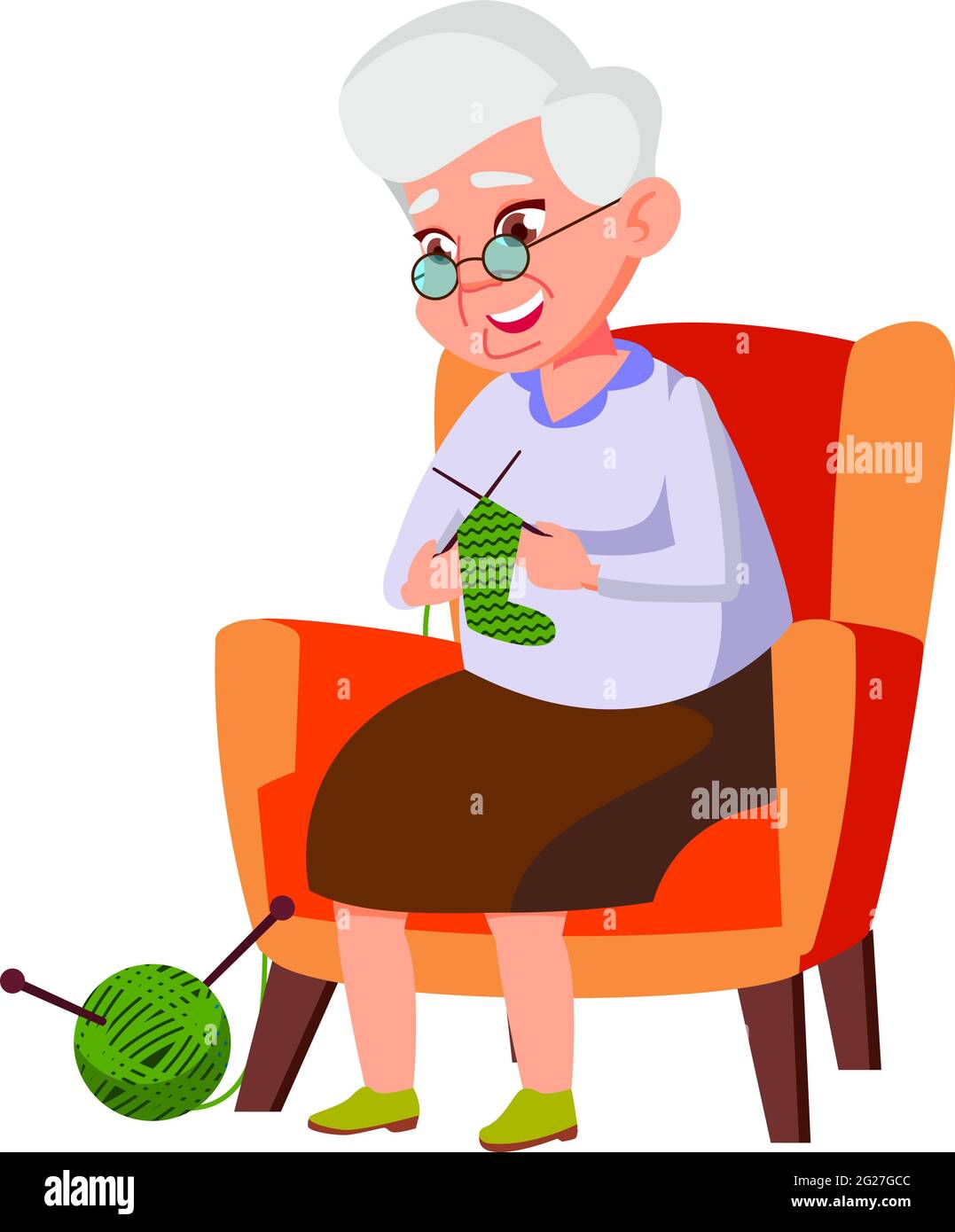 old grandmother knitting socks for granddaughter in house cartoon vector  Stock Vector Image & Art - Alamy