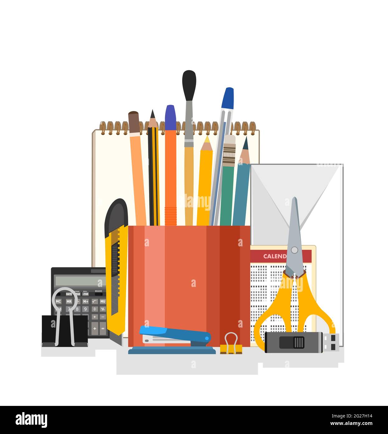 Stationery. Goods for office, school and creativity. Isolated object on a white background