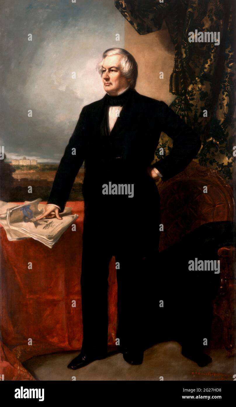 19th century artwork of Millard Fillmore, 13th U.S. President. Stock Photo