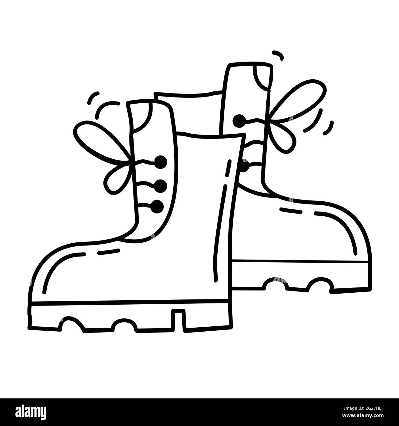 Hiking adventure boots ,trip,travel,camping. hand drawn icon design
