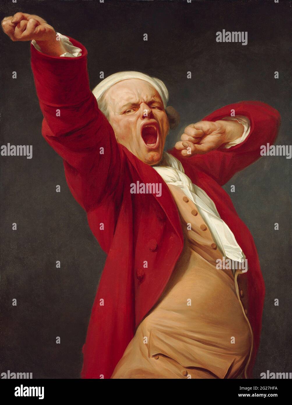 Late 18th century artwork of Joseph Ducreux yawning. Stock Photo