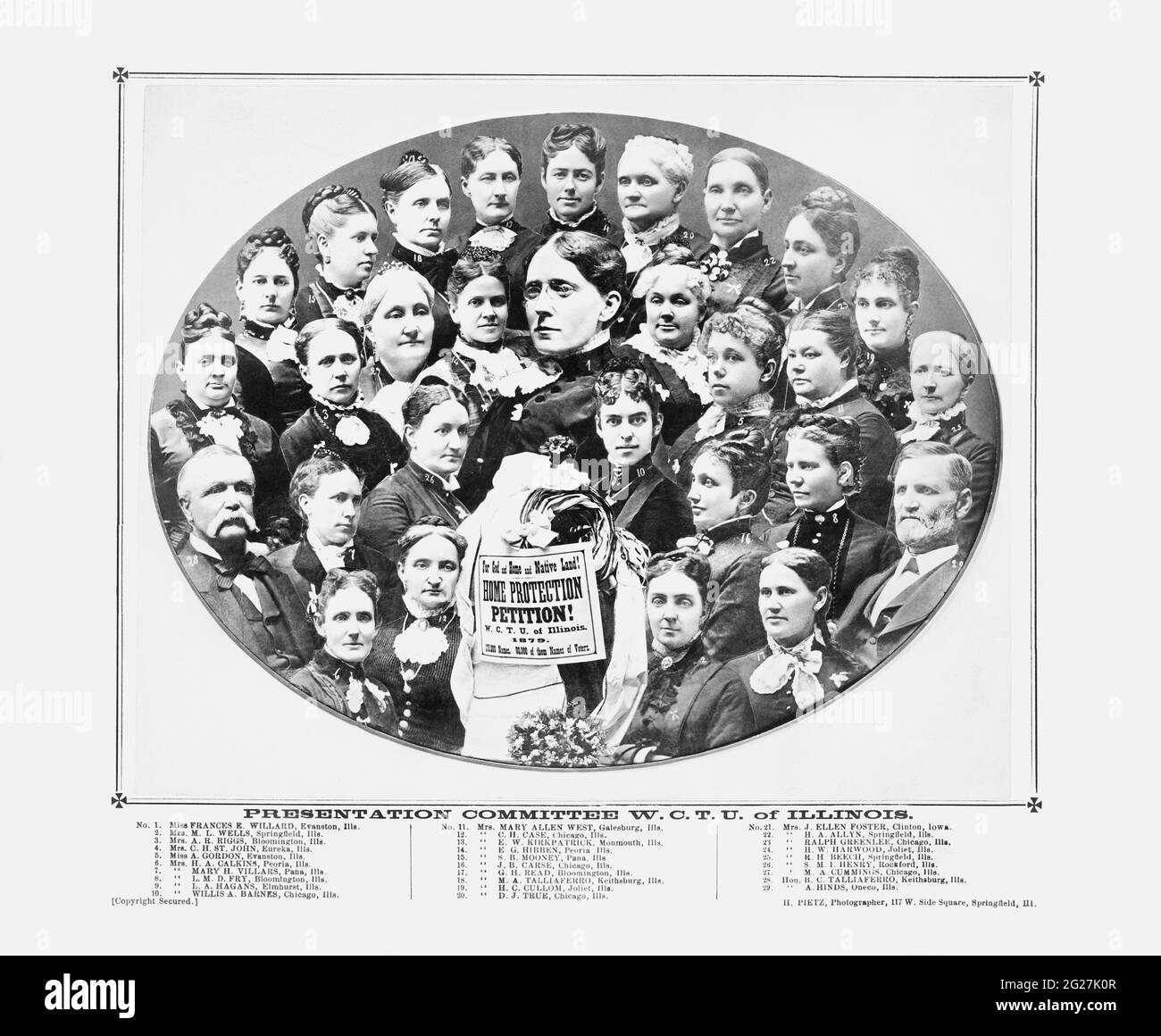Portraits of women who played a proactive role in the Womanâ€™s Christian Temperance Union. Stock Photo