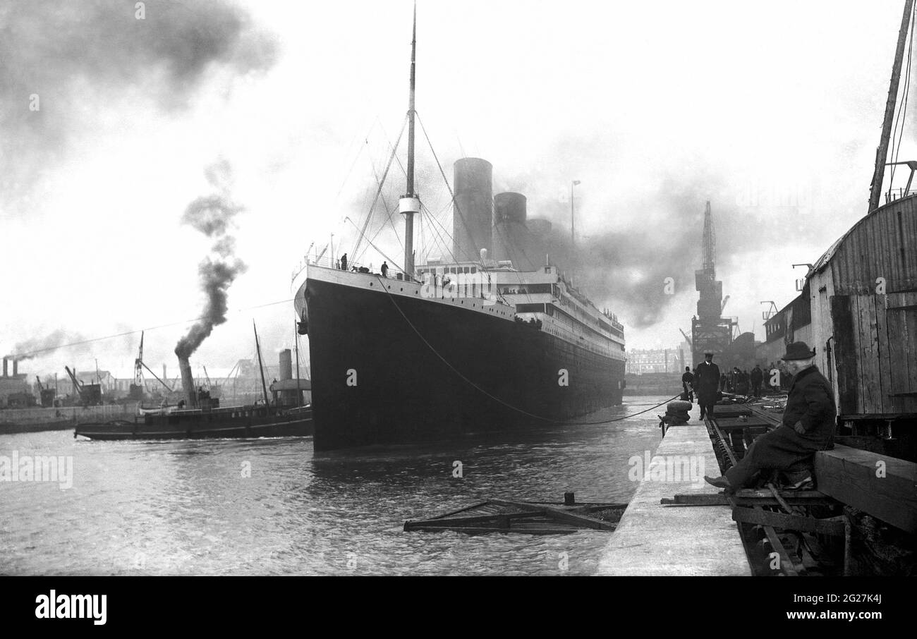 The Titanic in the docks at Southampton, England. Stock Photo