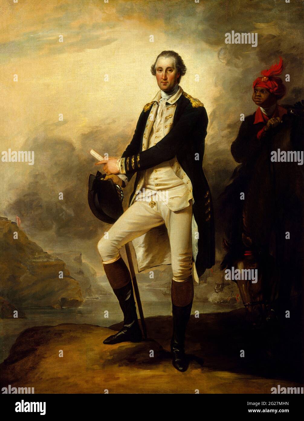 A 1780 painting of George Washington by American artist John Trumbull. Stock Photo