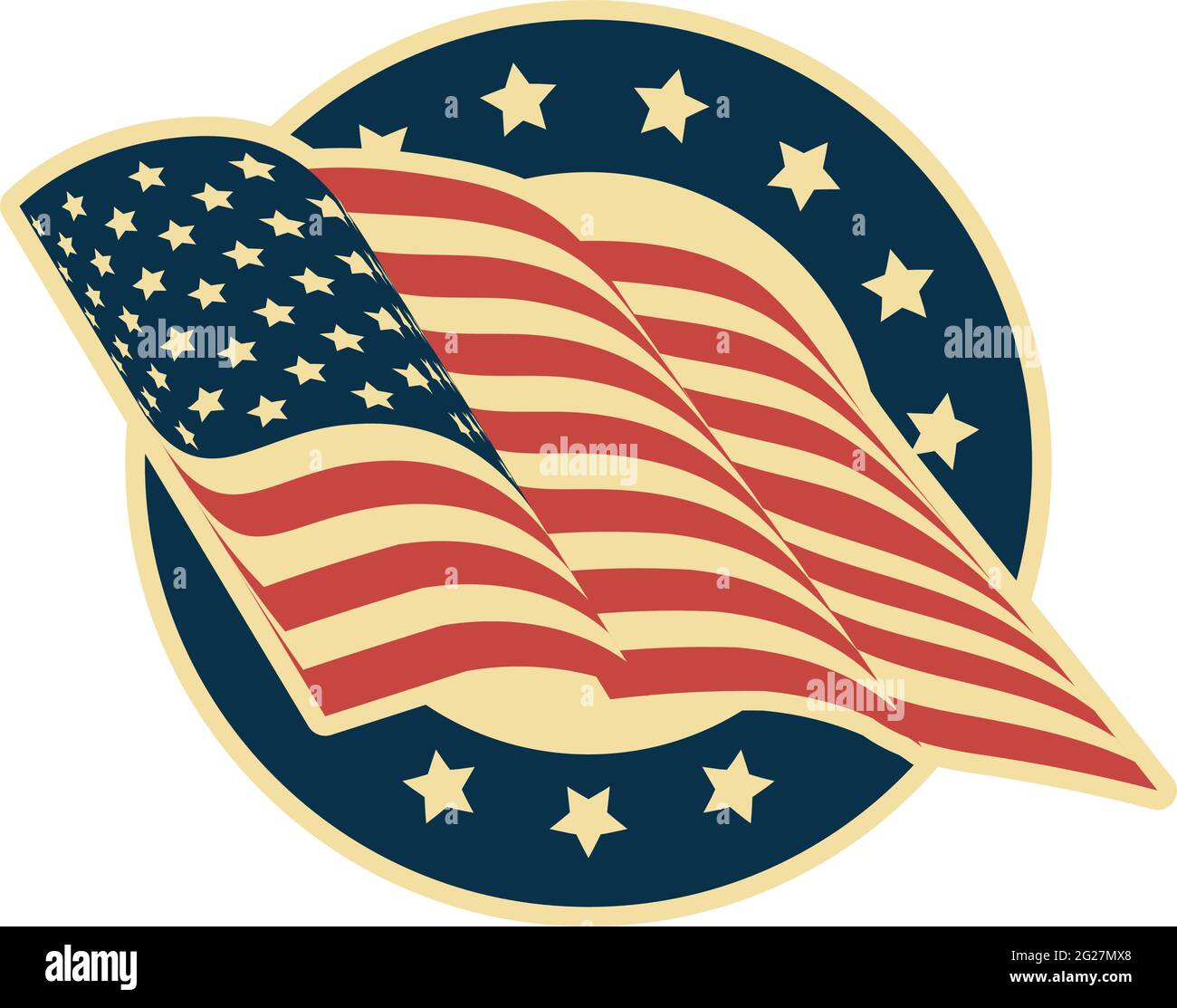 usa flag waving seal icon Stock Vector Image & Art - Alamy