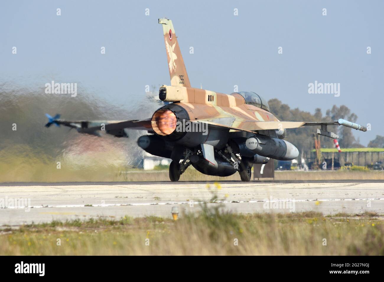 Israel Air Force F-16D taking off. Stock Photo