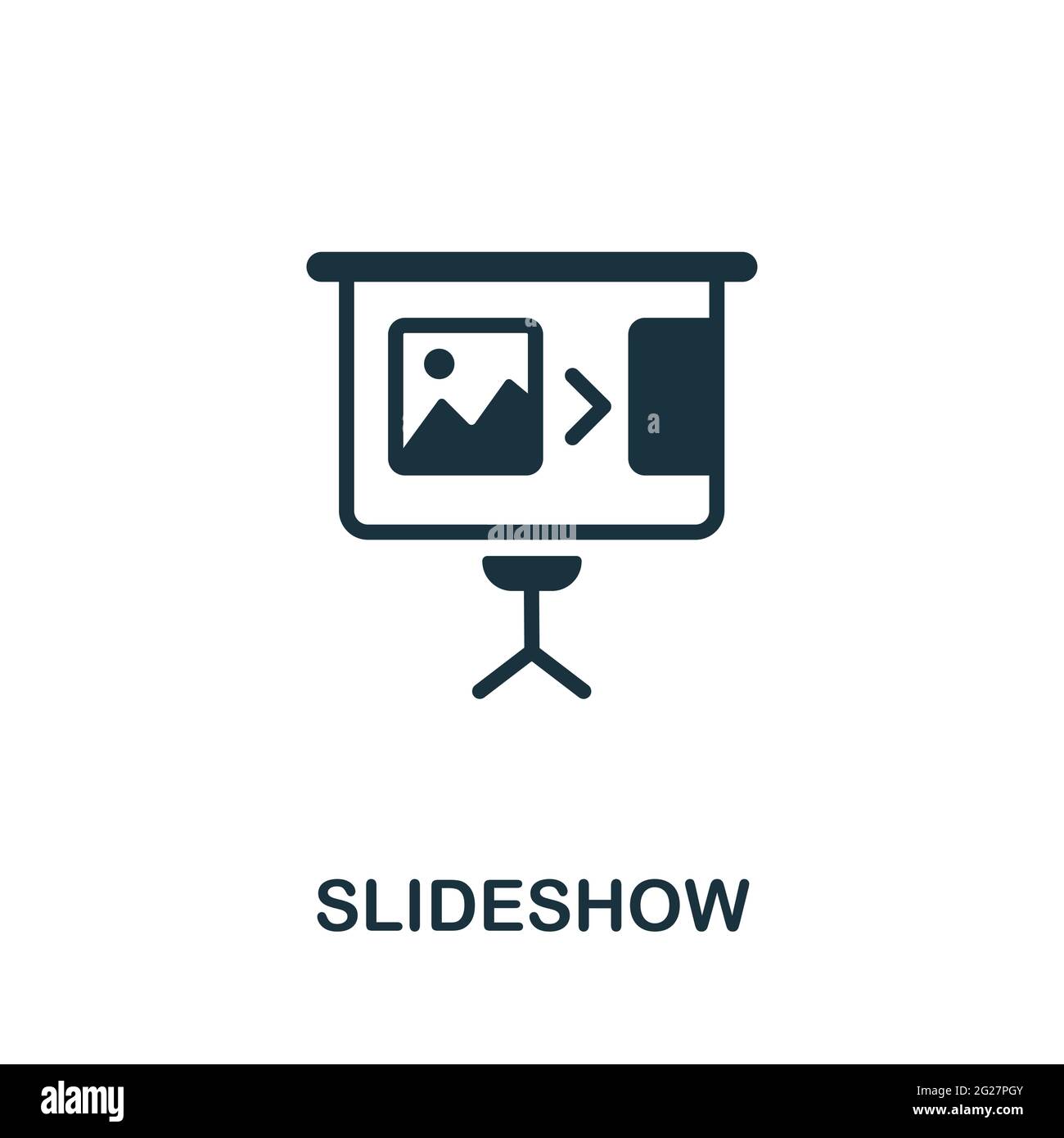 Slideshow icon. Monochrome simple element from presentation collection. Creative Slideshow icon for web design, templates, infographics and more Stock Vector