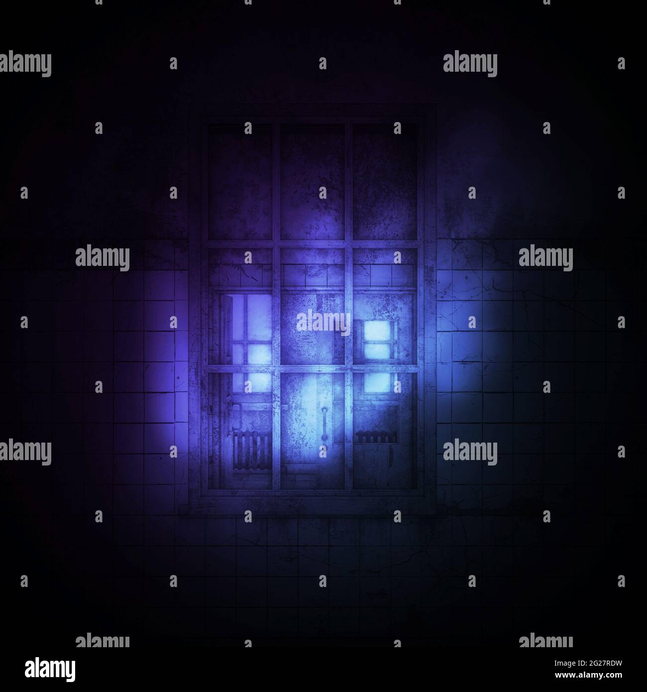 Old window in the abandoned building, digitally rendered 3d ...