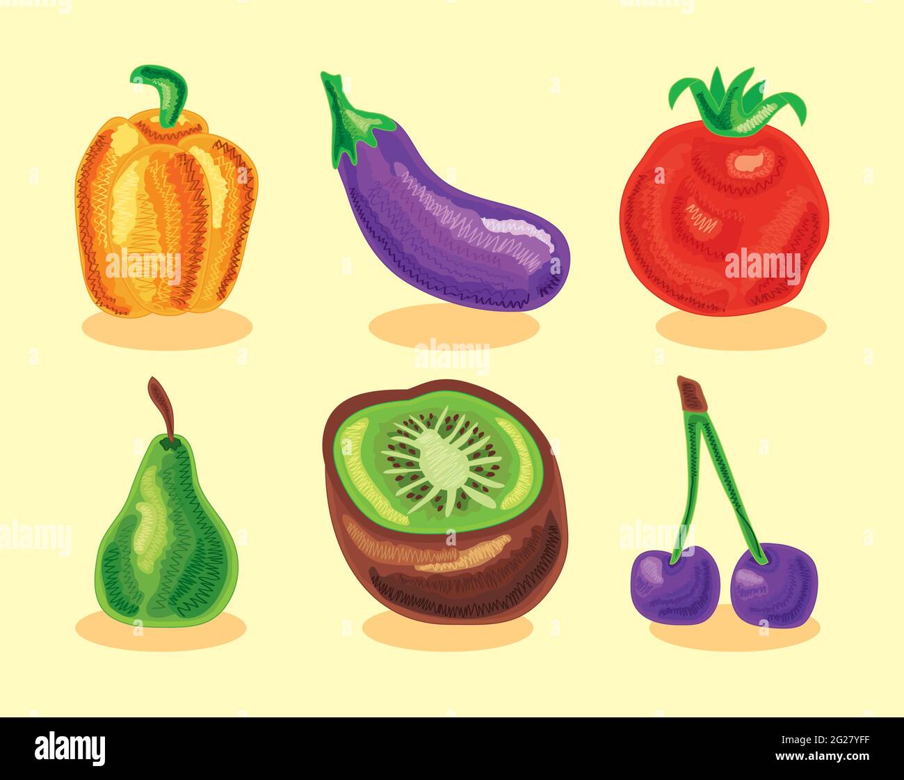 six healthy food set icons Stock Vector Image & Art - Alamy