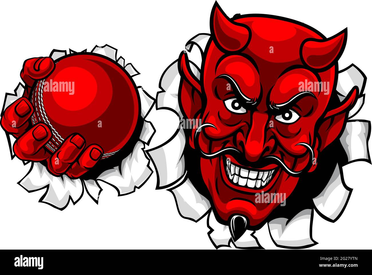 Devil Satan Cricket Sports Mascot Cartoon Stock Vector