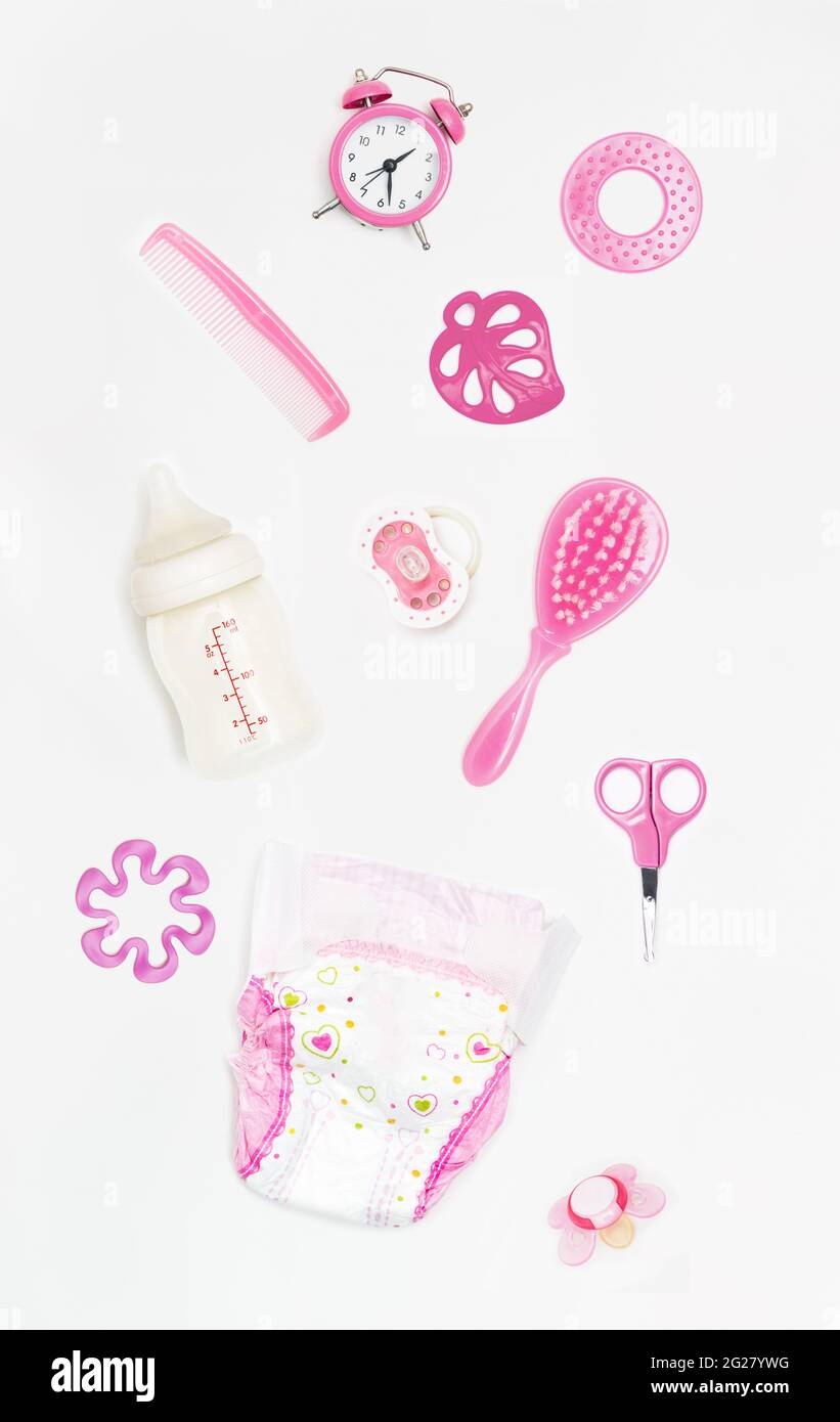Set for a newborn girl in pink. accessories for a newborn baby girl ...