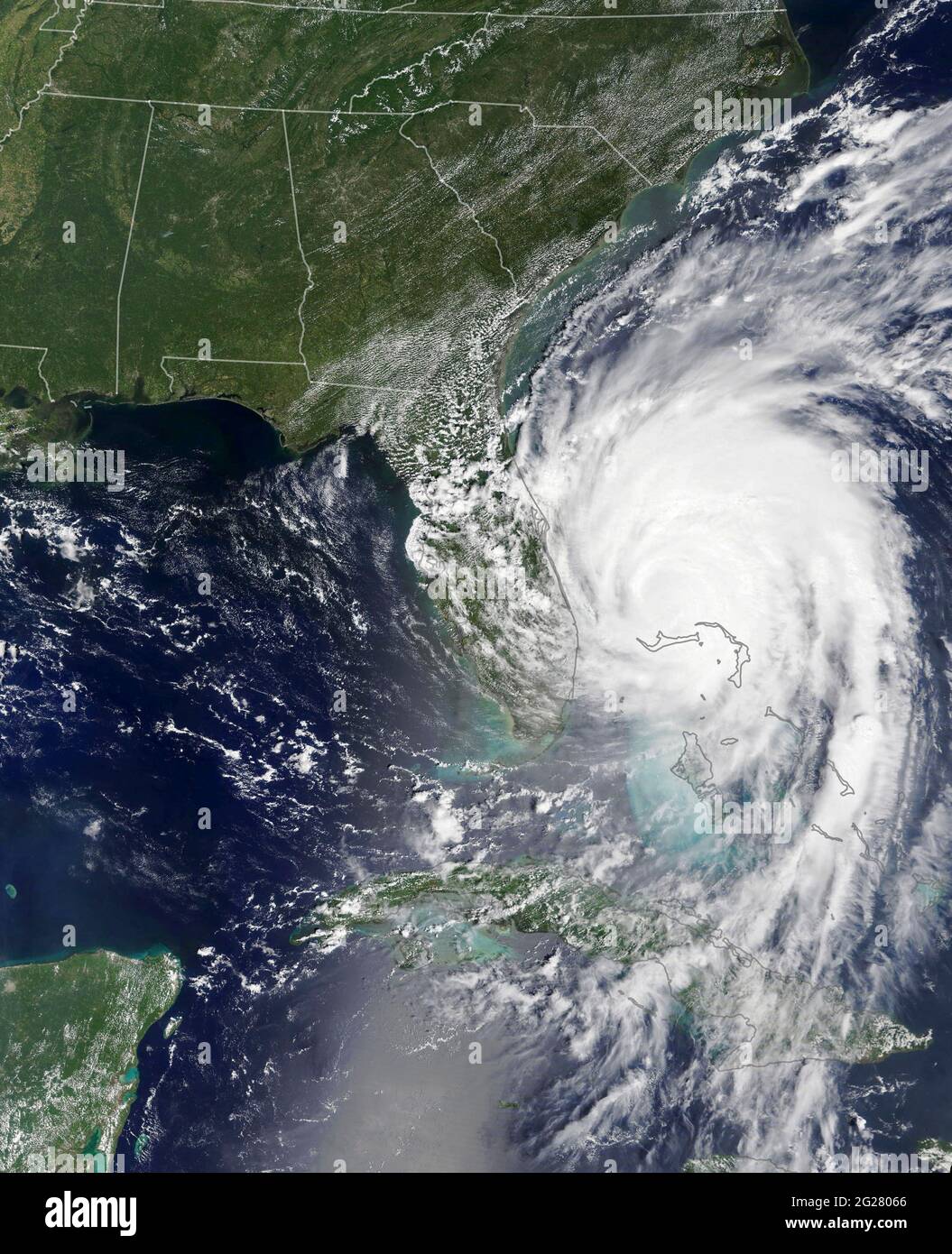 September 3, 2019 - Hurricane Dorian north of Grand Bahama Island. Stock Photo
