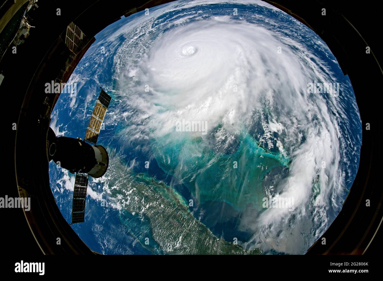 View from the International Space Station of Hurricane Dorian. Stock Photo