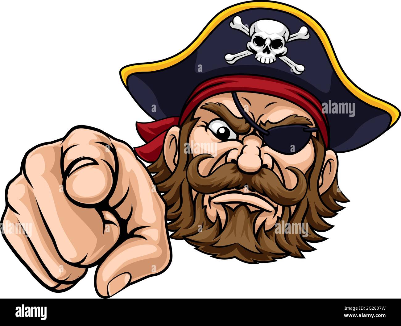 Pirate Captain Cartoon Character Mascot Pointing Stock Vector