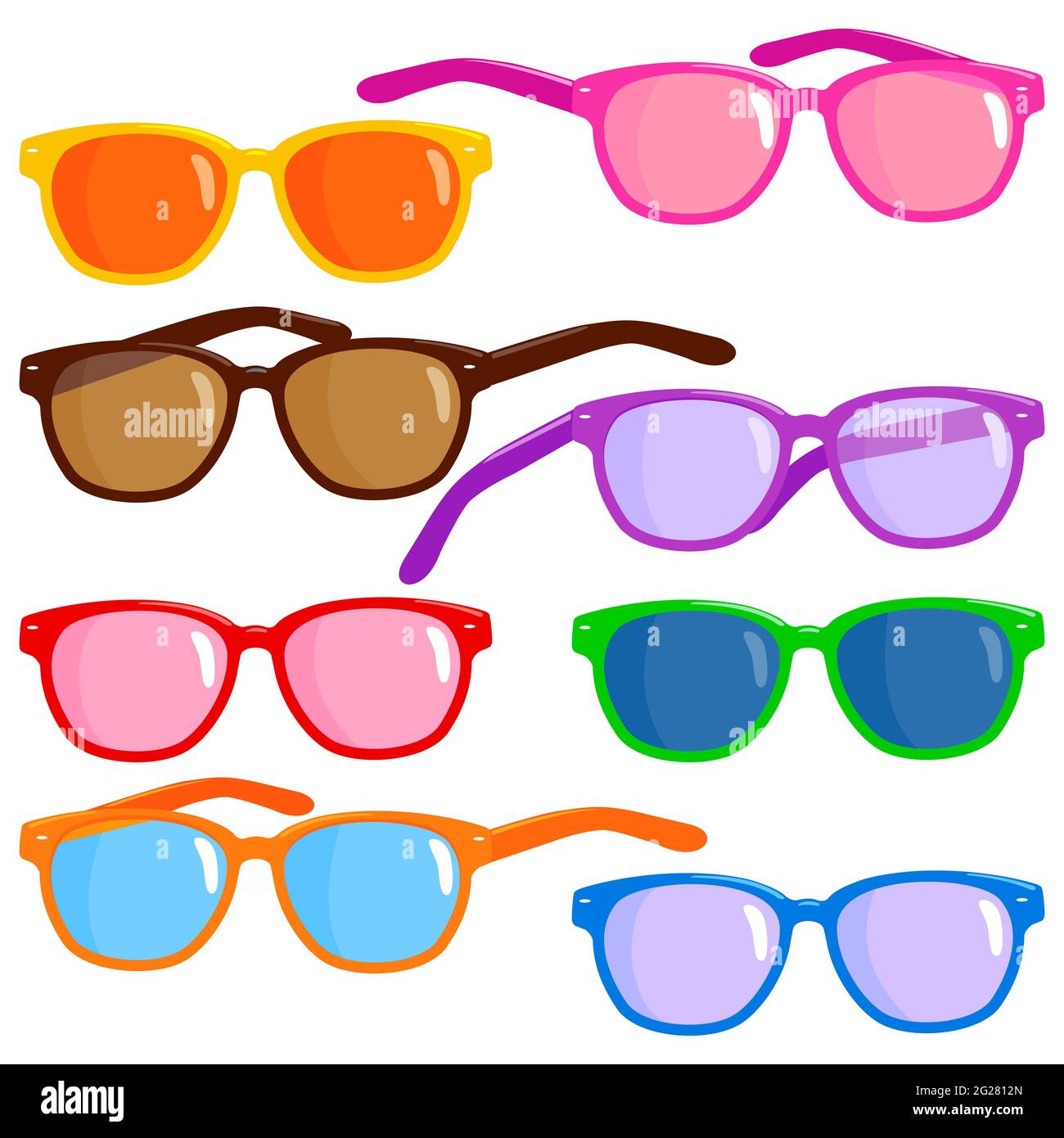 Collection of colorful sunglasses Stock Photo Alamy