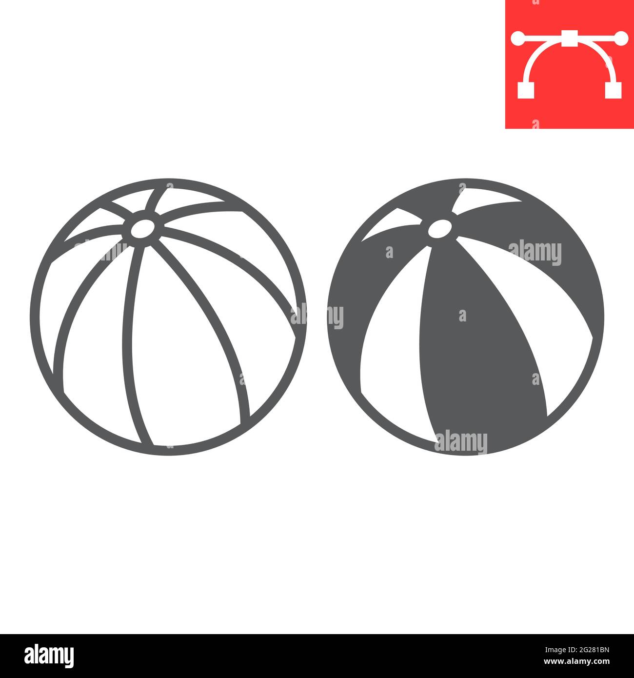 Beach ball line and glyph icon Stock Vector