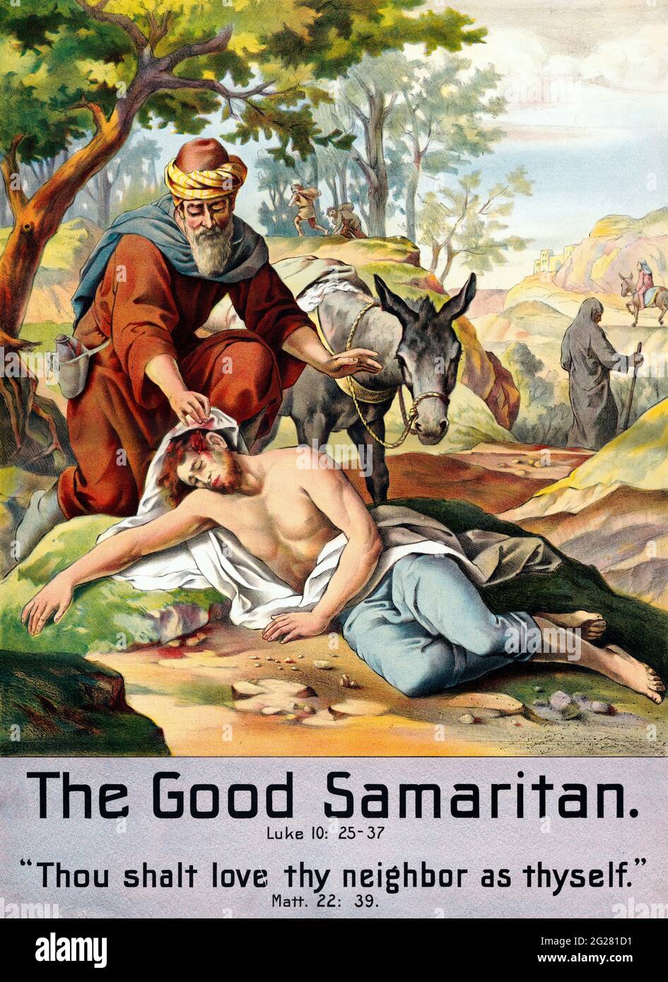 The good Samaritan, circa 1905. Stock Photo