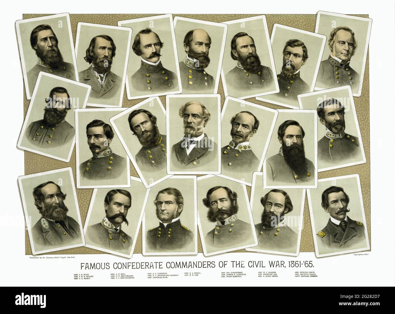 Famous Confederate commanders of the Civil War, 1861-1865. Stock Photo