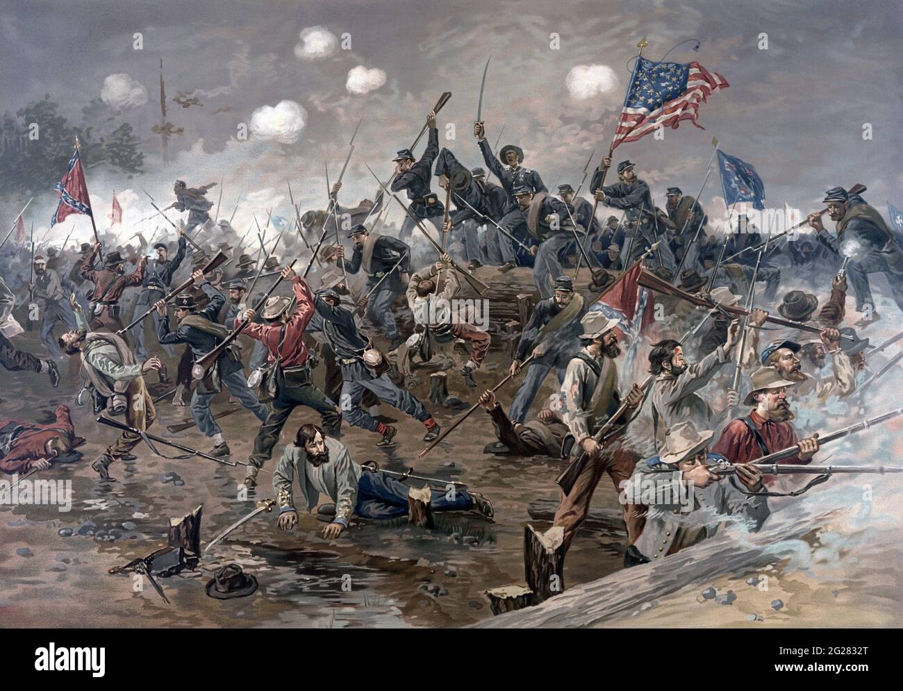 Battle of Spotsylvania, circa 1864. Stock Photo