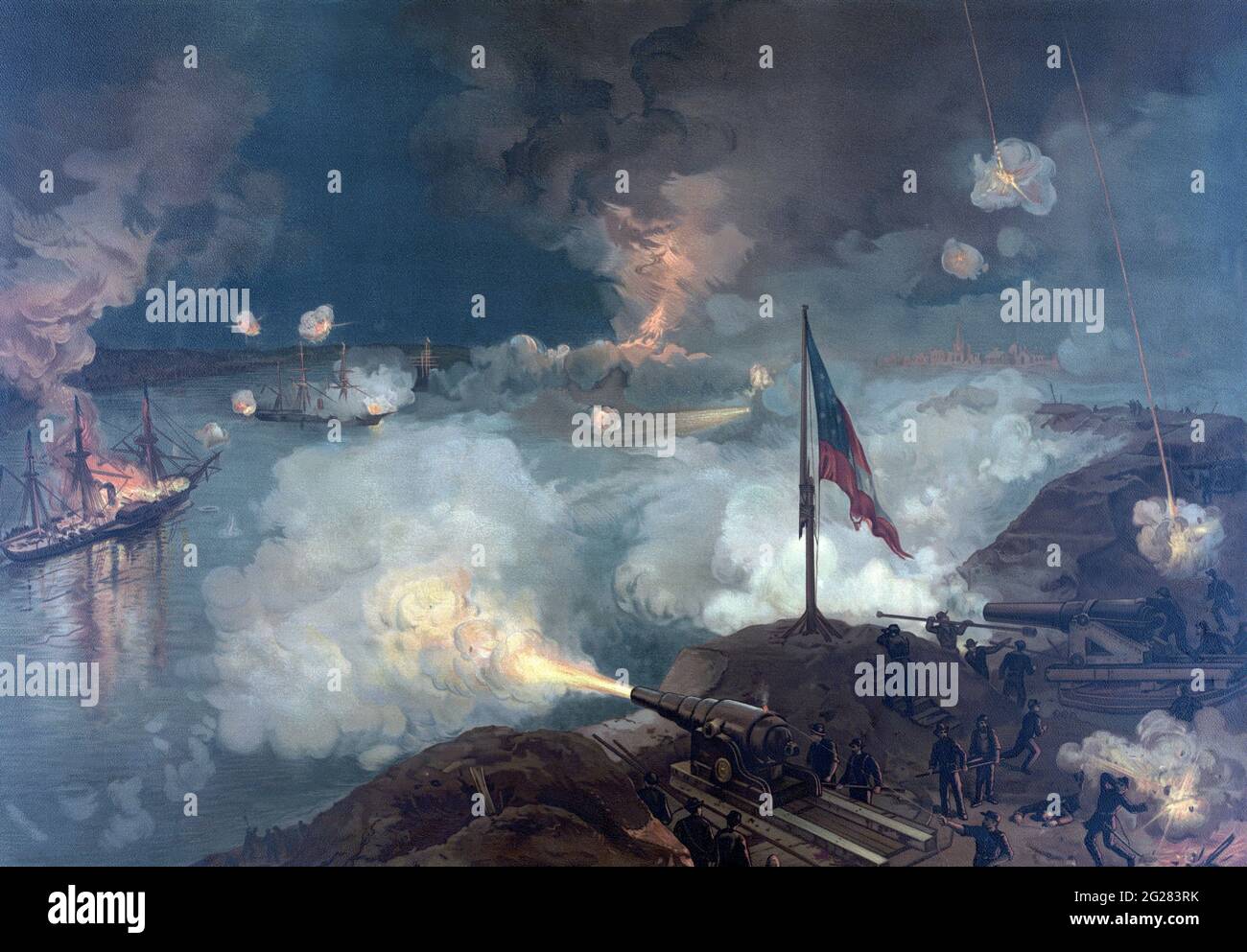 Battle of Port Hudson, circa 1863. Stock Photo