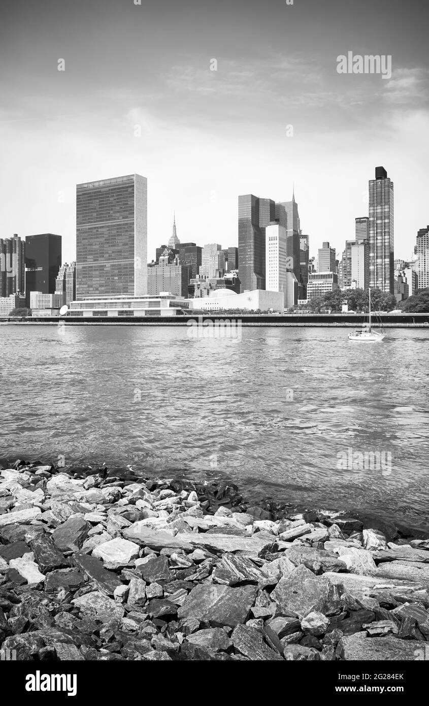 Manhattan skyline seen from the Roosevelt Island, New York City, USA. Stock Photo