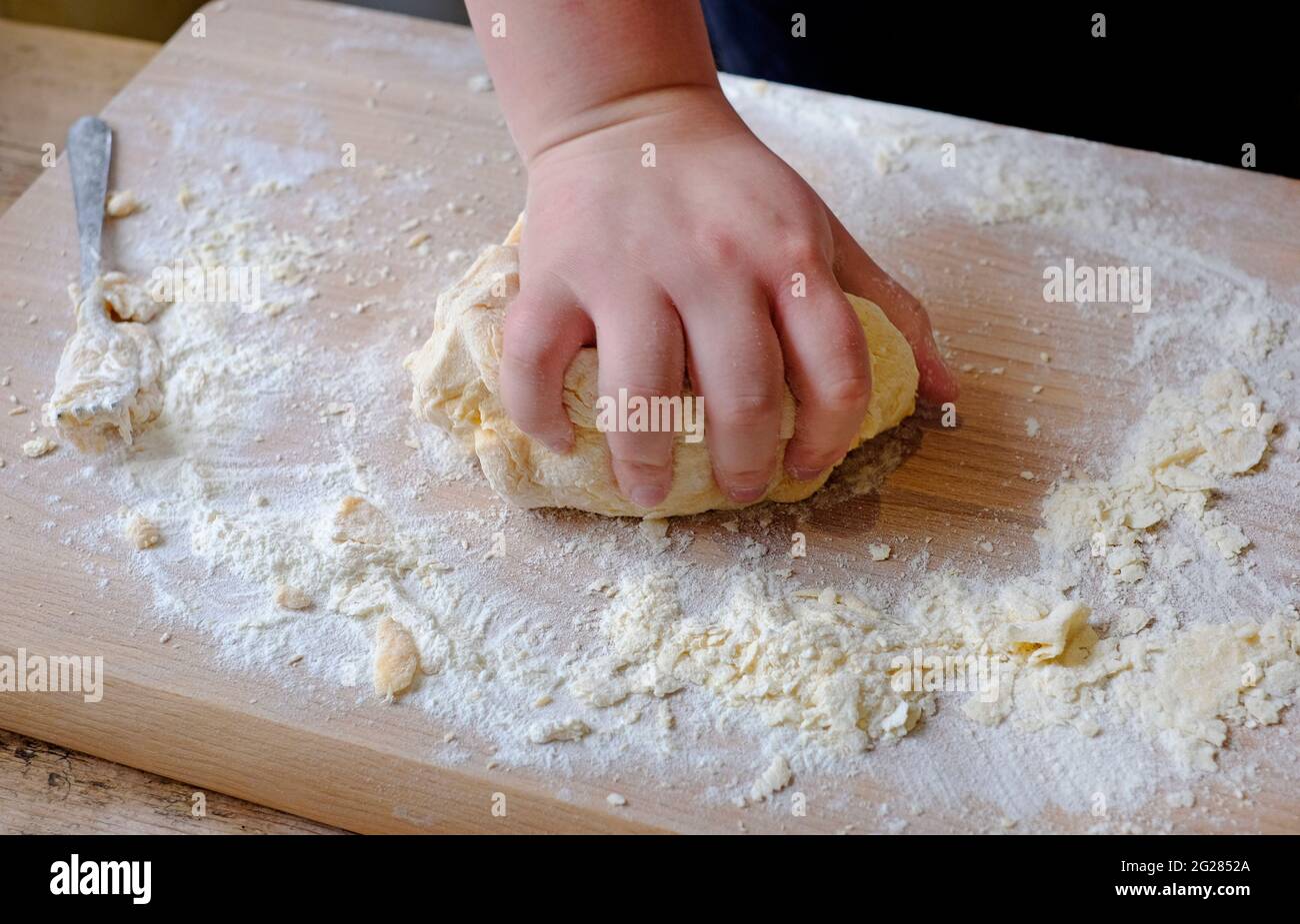 hand kneading bread dough, norfolk, england Stock Photo