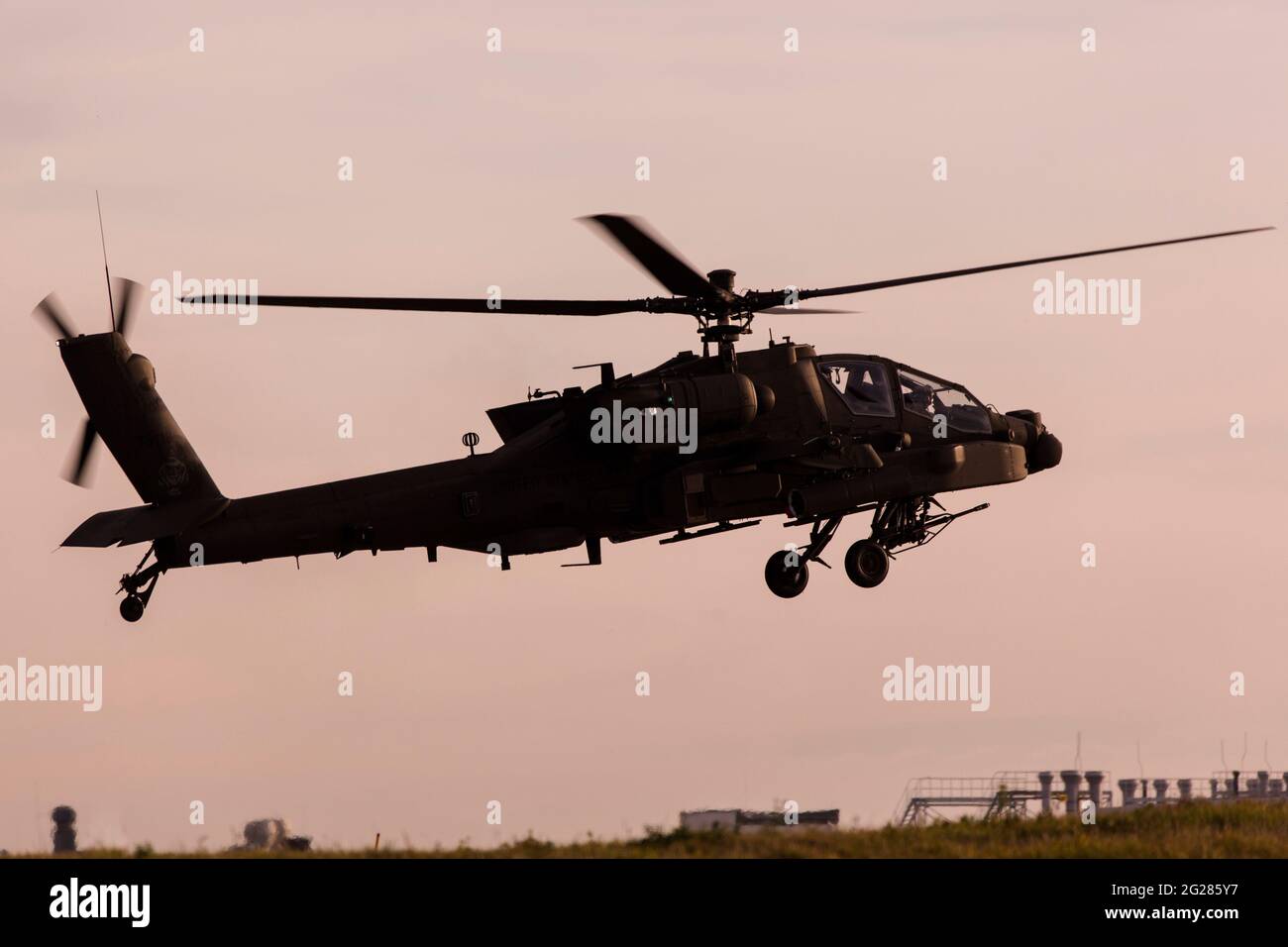 AH-64D Apache helicopter deployed to Europe for Operation Atlantic Resolve. Stock Photo