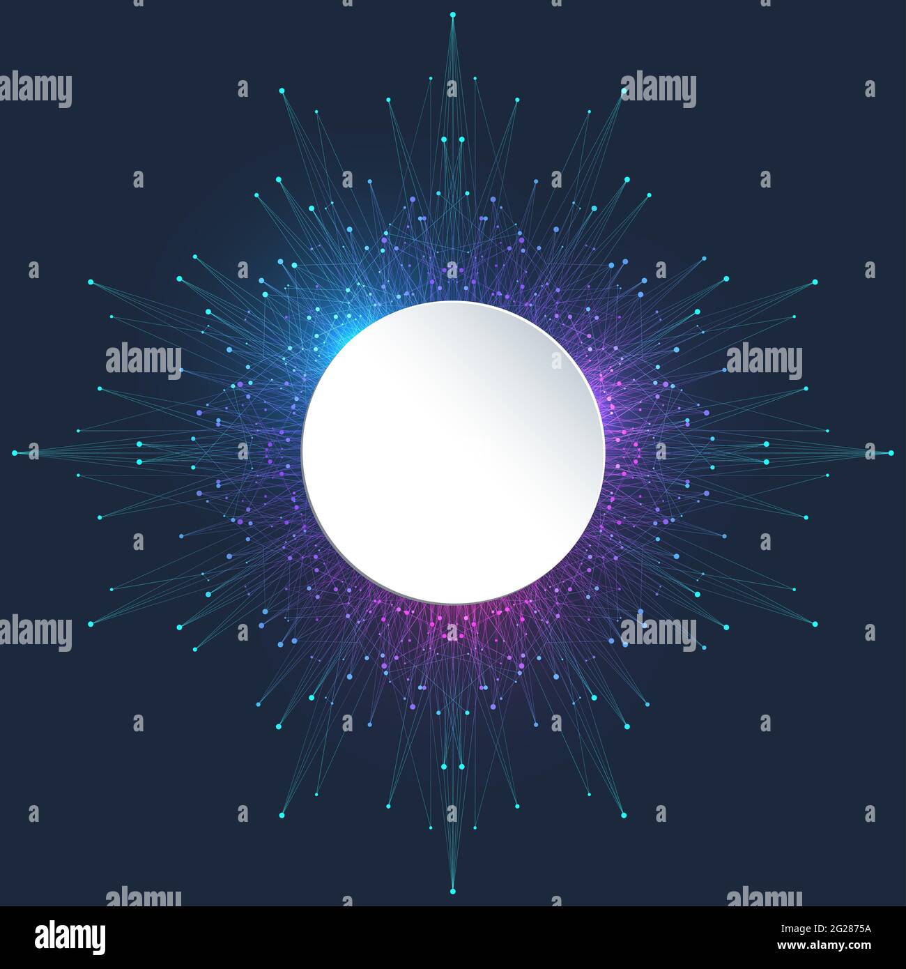 Quantum computer technology concept. Deep learning artificial intelligence. Big data algorithms visualization for business, science, technology. Waves Stock Photo
