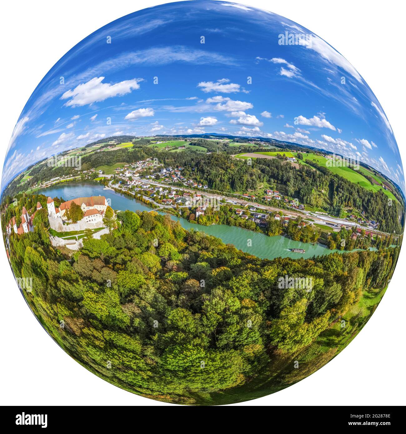 View of Neuburg am Inn Castle in the Donau-Wald region in the district of Passau, on the border with (Upper) Austria. Stock Photo