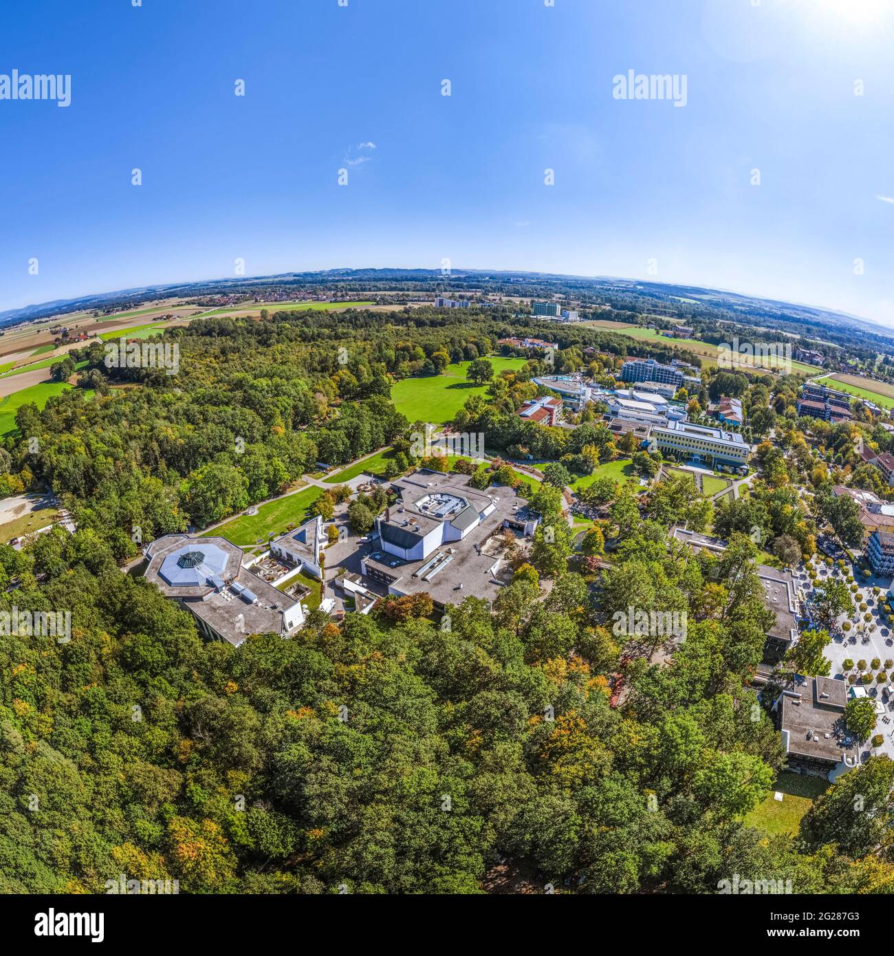 Aerial view to Bad Füssing Stock Photo