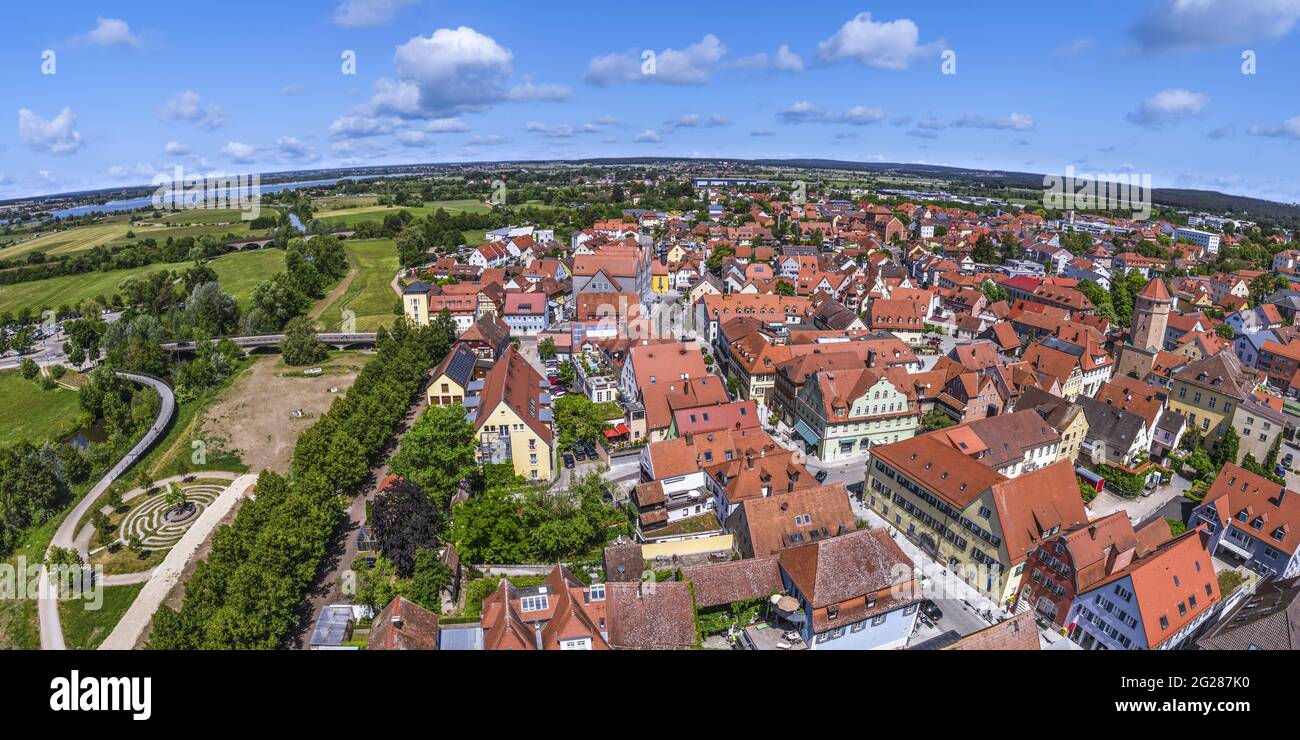 Aerial view to the scenic inner city of Gunzenhausen Stock Photo - Alamy