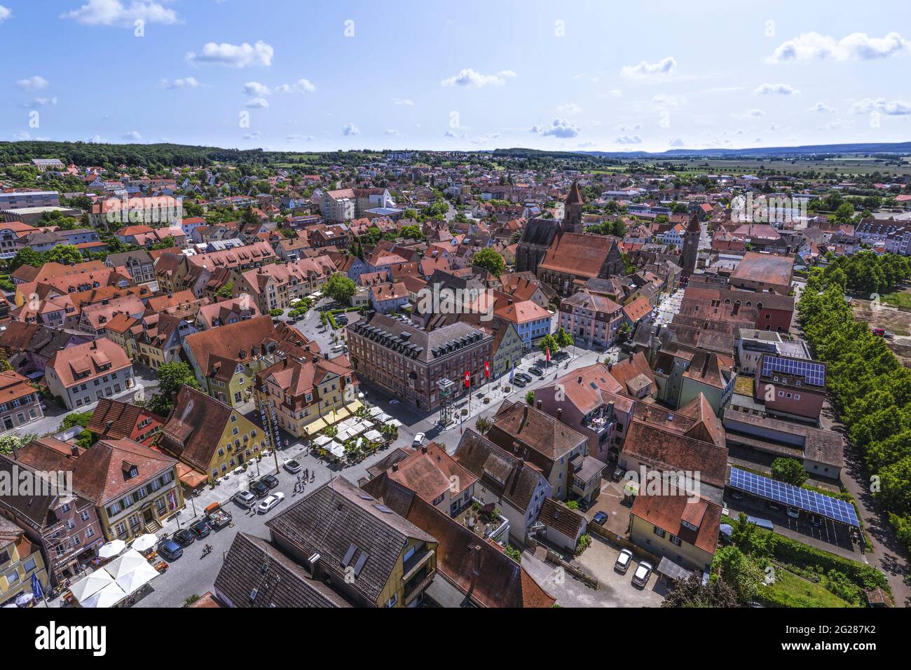 Aerial view to the scenic inner city of Gunzenhausen Stock Photo - Alamy