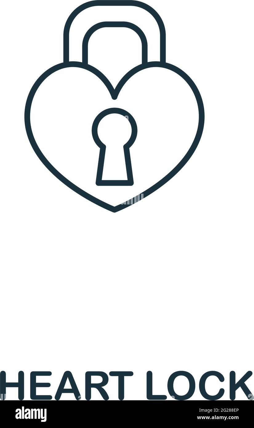 Heart Lock icon from valentines day collection. Simple line ...