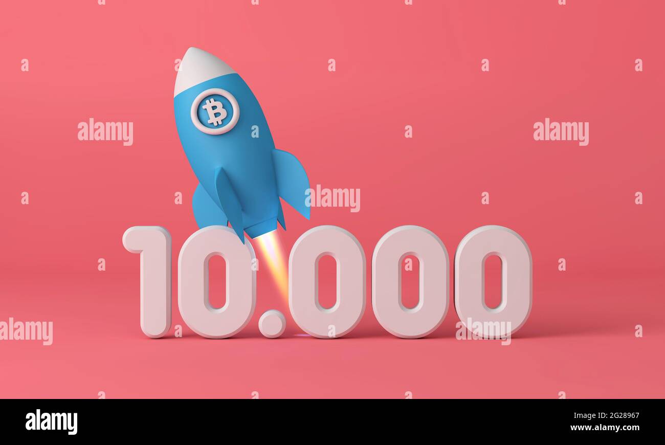 Bitcoin cryptocurrency rocket taking off to 85,000 price point. 3D  Rendering Stock Photo - Alamy