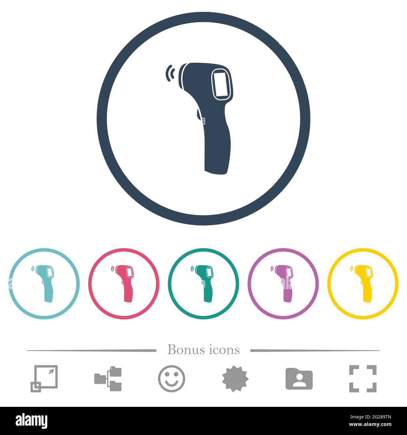 Contactless thermometer flat color icons in round outlines. 6 bonus ...