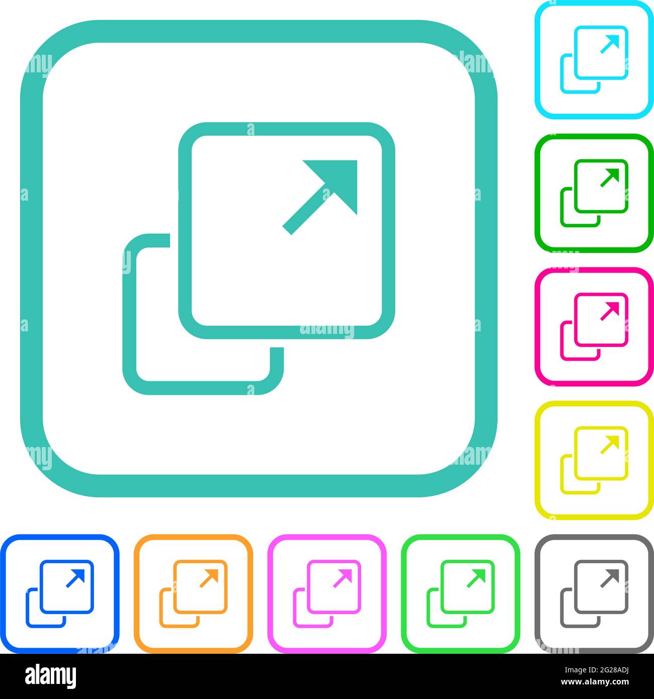 Extend element vivid colored flat icons in curved borders on white ...